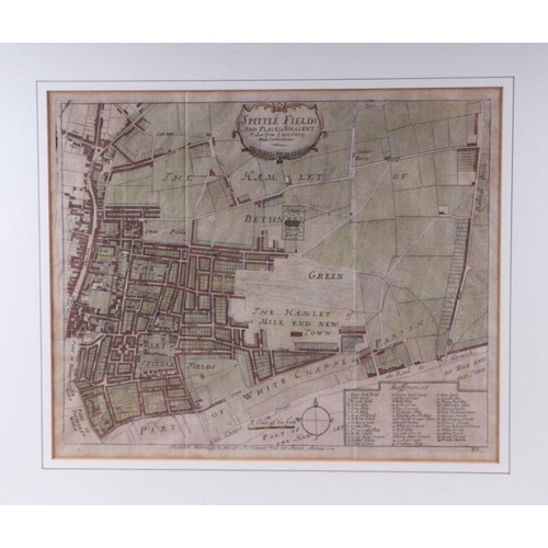 49 - After John Stow - a late 18th century hand coloured map of Spital Fields and Places adjacent, Publis... 