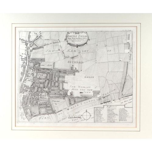 49 - After John Stow - a late 18th century hand coloured map of Spital Fields and Places adjacent, Publis... 