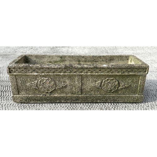 5 - A reconstituted stone rectangular planter, 61cms wide.