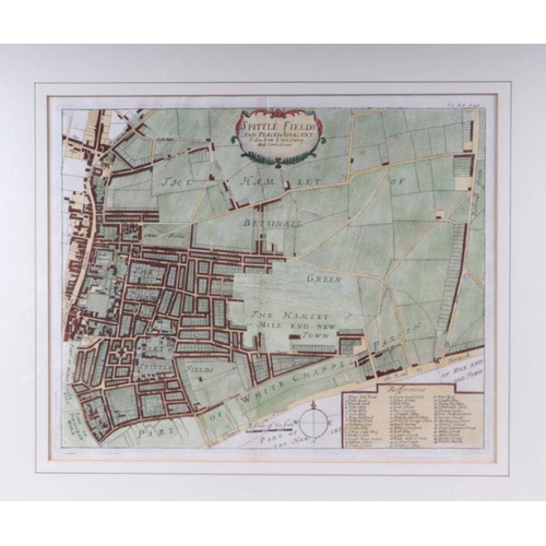 50 - After John Stow - a late 18th century hand coloured map of Spital Fields and Places adjacent, Publis... 