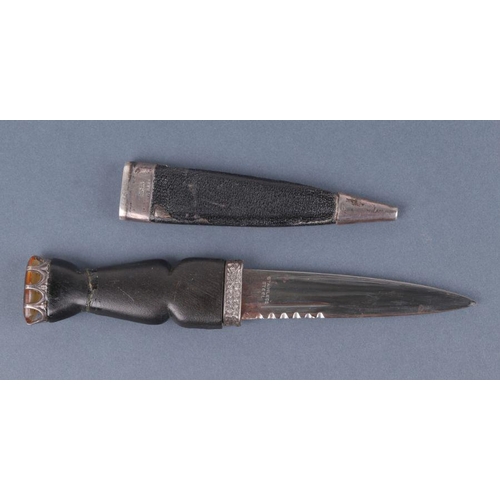 53 - A silver mounted Sgian Dubh, Edinburgh 1967 and maker's mark for Thomas Kerr Ebbutt, 20cms long.Cond... 