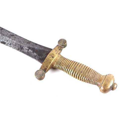 70 - An 1832 model French Artillery sword. Having a 48cms (19ins) straight double edged sword with brass ... 