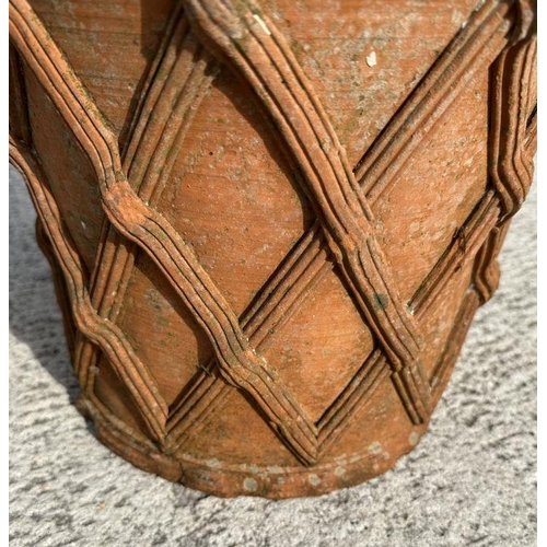 8 - A large Victorian terracotta planter with basket weave decoration, 43cms diameter.