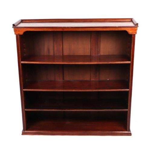 863 - A mahogany open bookcase with adjustable shelves, 90cms wide.