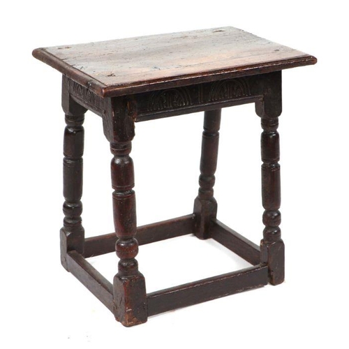 898 - An 18th century style oak joint stool, 46cms wide.Condition ReportThe top is detached.