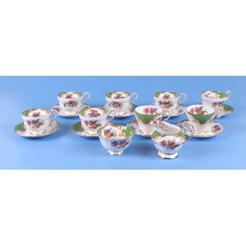 294 - A Susie Cooper Fragrance pattern part tea service; together with a Paragon Rockingham part tea servi... 