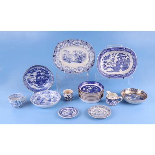 298 - A group of blue & white transfer printed ceramics to include Wedgwood and Spode.