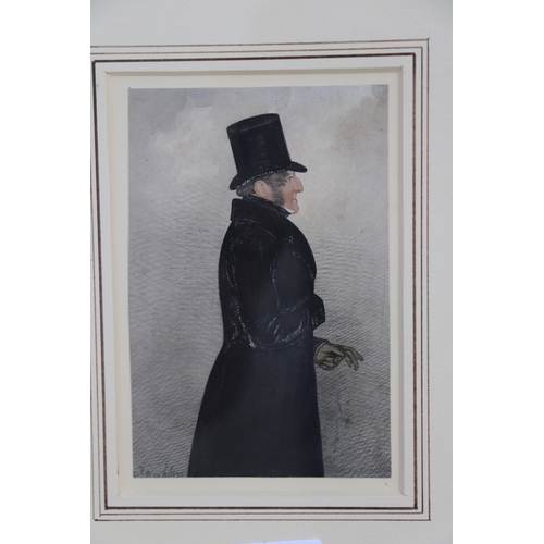 148 - Victorian school - Portrait of a Gentleman Wearing a Long Black Coat and a Top Hat - indistinctly si... 