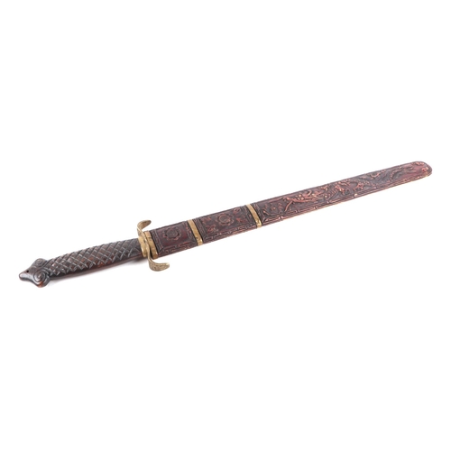 102 - An Indian elephant Ankush goad prodder with brass finial, steel shaft and steel spear hook, 46cms lo... 