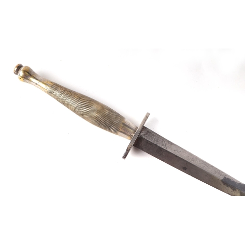 104 - A WWII Fairbairn Sykes fighting knife, the steel blade signed 'F&S Fighting Knife', the reverse sign... 