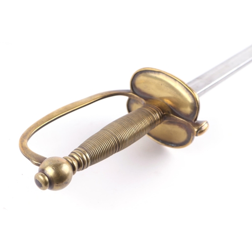 108 - A 19th century French officer's sword with gilt hilt and 83cms long double Fuller steel blade.