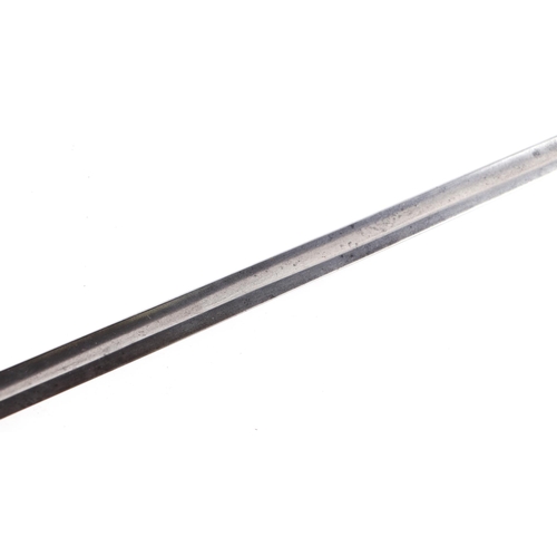 108 - A 19th century French officer's sword with gilt hilt and 83cms long double Fuller steel blade.