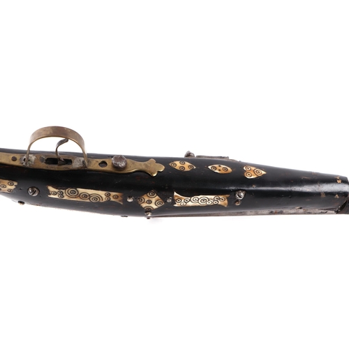 109 - An Afghan Miquelet musket with steel barrel, 73cms long.
