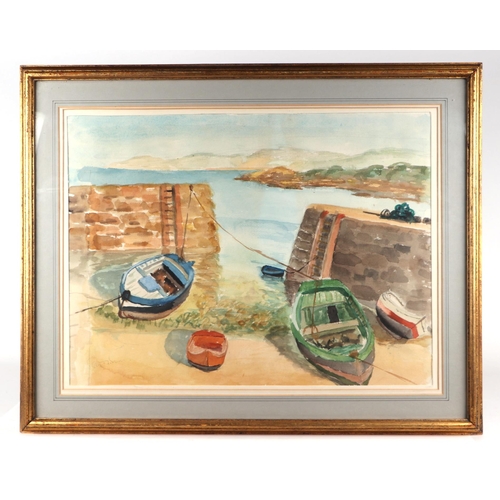 185 - S Brown (?) (20th century school) - Low Water - watercolour, indistinctly signed lower left, remains... 