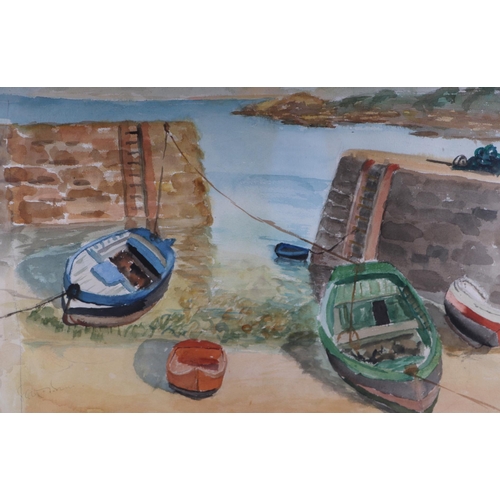 185 - S Brown (?) (20th century school) - Low Water - watercolour, indistinctly signed lower left, remains... 