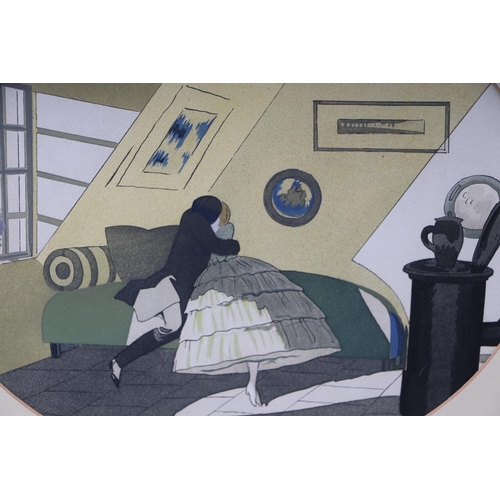 187 - Ettore Tito (1859-1941) - A Courting Couple Reclining on a Day Bed - watercolour and gouache, signed... 