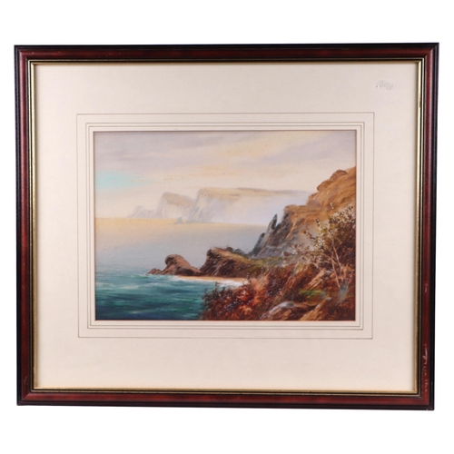 198 - Thomas Cole - A Rocky Coastal Shore Scene - watercolour heightened with bodycolour, signed lower rig... 