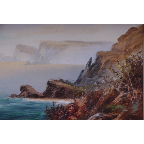 198 - Thomas Cole - A Rocky Coastal Shore Scene - watercolour heightened with bodycolour, signed lower rig... 