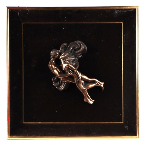 199 - Giovanni Schoeman (South African 1940-1981) - A bronze resin relief sculpture depicting a kissing co... 