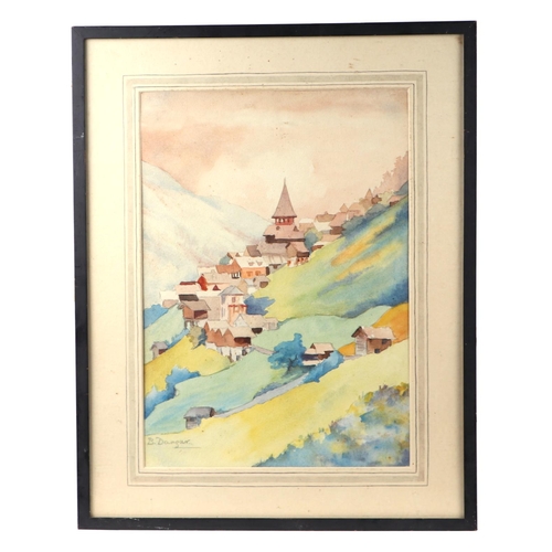 205 - B Dangar (continental school) - Alpine Landscape - watercolour, signed lower left, 26 by 37cms, fram... 