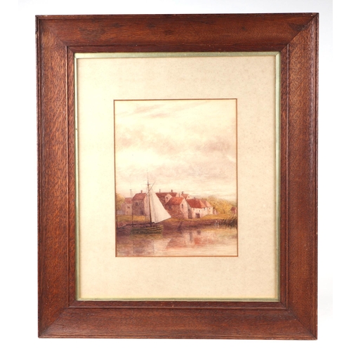 208 - Late 19th century continental school - Dutch Harbour Scene - watercolour, 22 by 28cms, framed & glaz... 