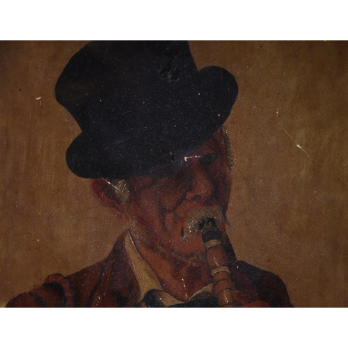 215 - English school - a three quarter length portrait of an old man playing a clarinet in 19th century st... 