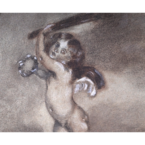 218 - 19th century British school - A Cherub Holding a Wreath - pastel and chalk, 22 by 30cms, framed & gl... 