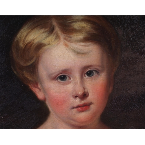 220 - 19th century school - Portrait of a Young Girl - oil on board, framed, 29cms diameter.