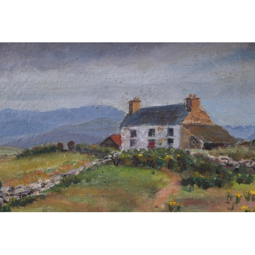 228 - D L Chalk (mid 20th century school) - Highland Cottage - oil on board, framed, 39 by 29cms.