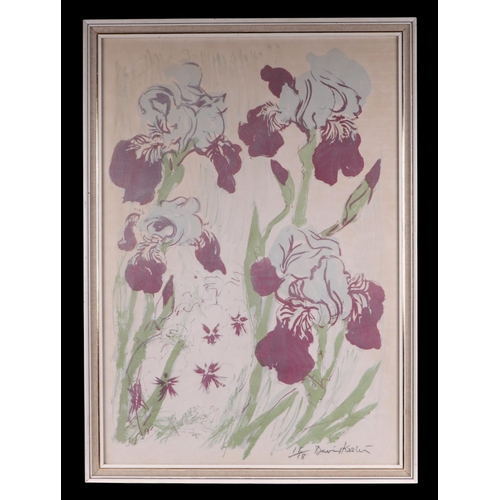 230 - David Koster (1926-2014) - limited edition coloured print, 16/18, depicting Irises, framed & glazed,... 