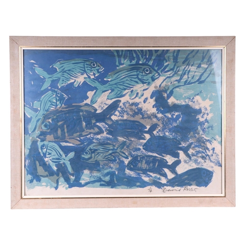 231 - David Koster (1926-2014) - limited edition coloured print 1/14, depicting Fish, framed & glazed, 68 ... 