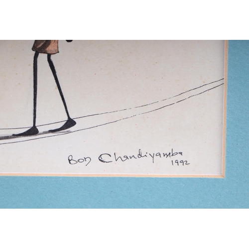 232 - Bon Chandiyanba (20th century South African school) - Figures Carrying Fish - coloured print, signed... 