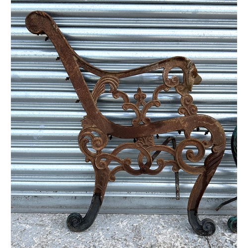 68 - A pair of Coalbrookdale style cast iron bench ends.