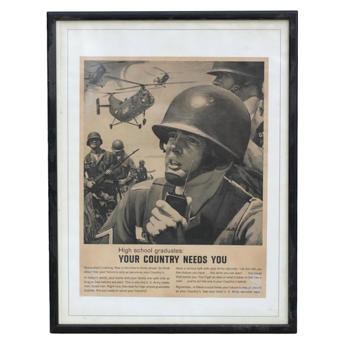 89 - A US Army recruiting poster 'High School Graduates Your Country Needs You', framed & glazed, 25 by 3... 