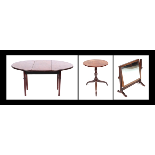 911 - A 19th century mahogany tilt-top tripod table, 36cms wide; together with a miniature drop-leaf table... 