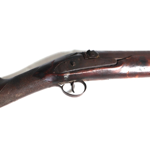 98 - A late 18th century muzzle loading 12-bore duck rifle by Rigby, Dublin, 158cms long.Condition Report... 