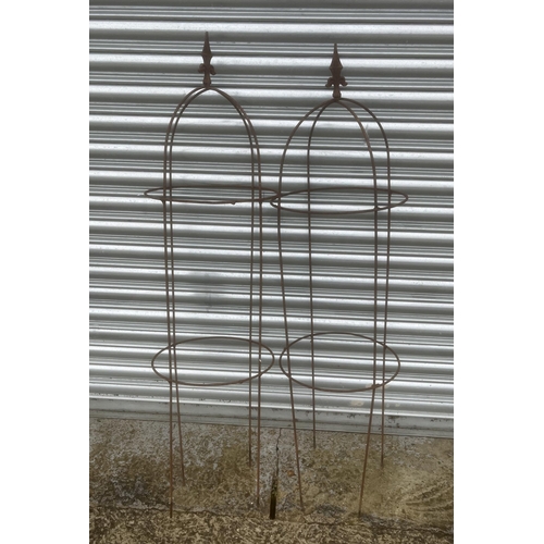 10 - Four wirework sweet pea or bean supports, approx 128cms high (4).