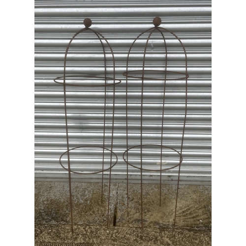 10 - Four wirework sweet pea or bean supports, approx 128cms high (4).