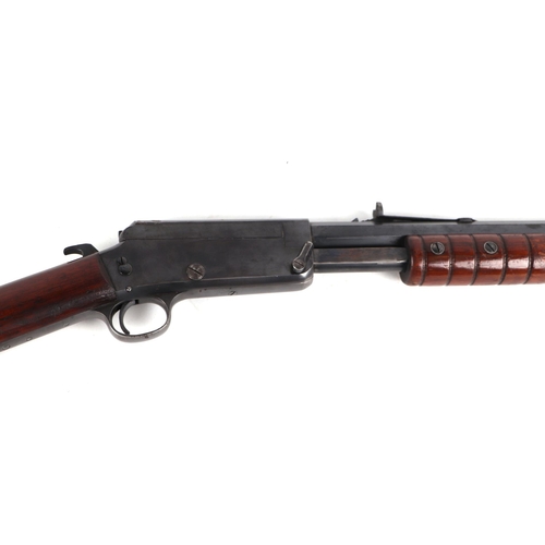 116 - A Marlin Rimfire 27-S pump action rifle with octagonal steel barrel, patented August 12th 1890, with... 