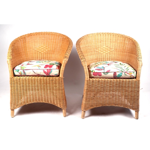 12 - A set of six rattan and bamboo conservatory tub armchairs with Habitat cushions (6).