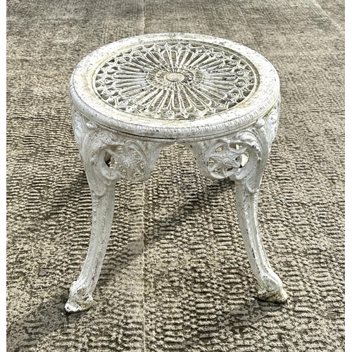 13 - A Coalbrookdale style painted aluminium patio set comprising table, 80cms diameter and four matching... 