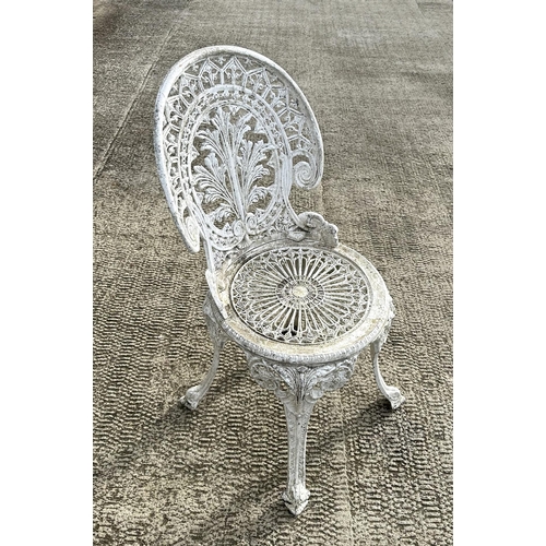 13 - A Coalbrookdale style painted aluminium patio set comprising table, 80cms diameter and four matching... 