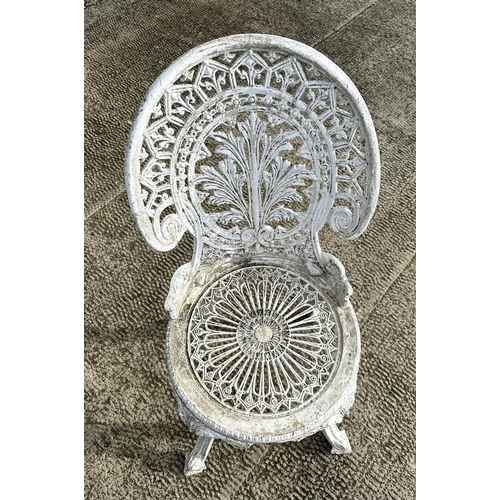 13 - A Coalbrookdale style painted aluminium patio set comprising table, 80cms diameter and four matching... 