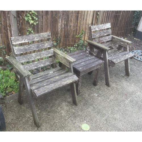 15 - A pair of garden chairs and matching table (3).