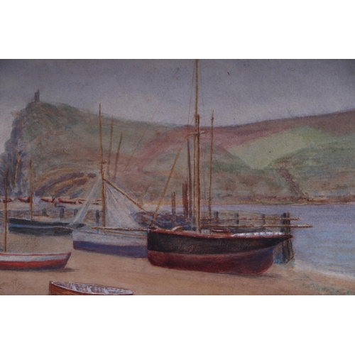 165 - G D Hol (?) - Harbour Scene with Moored Boats - watercolour, indistinctly signed lower right, 23 by ... 