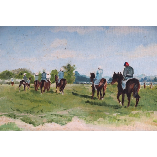 166 - S Todd (modern British) - Exercising Race Horses - oil on artist's board, signed lower right, 34 by ... 