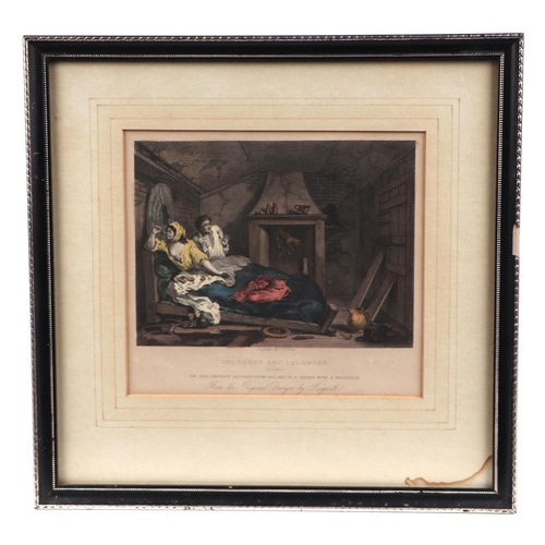 181 - A set of eight Hogarth coloured engravings, each 17 by 15cms, all framed & glazed (8).