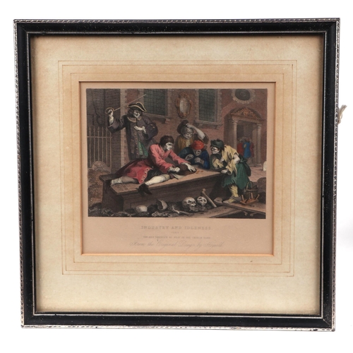 181 - A set of eight Hogarth coloured engravings, each 17 by 15cms, all framed & glazed (8).