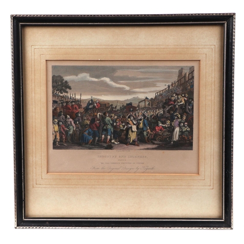 181 - A set of eight Hogarth coloured engravings, each 17 by 15cms, all framed & glazed (8).