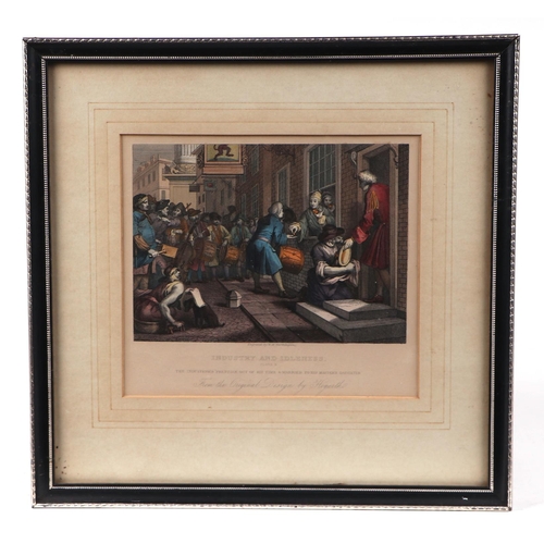 181 - A set of eight Hogarth coloured engravings, each 17 by 15cms, all framed & glazed (8).